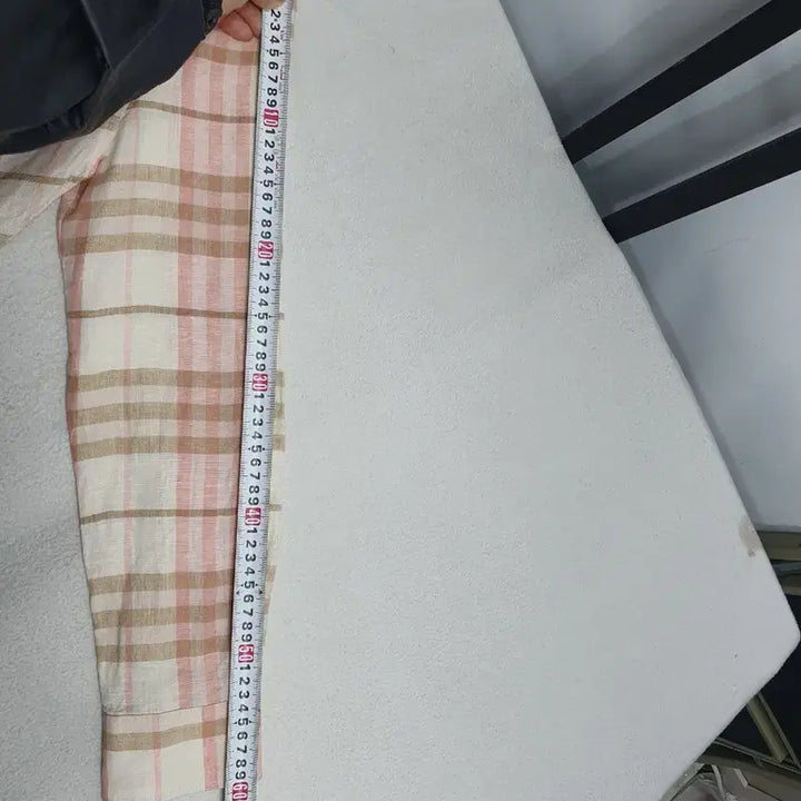 [BUNJANG] Burberry Linen Shirt Long Sleeve Pink Check M / 버버리 린넨 셔츠 긴팔 남방 핑크 체크 m