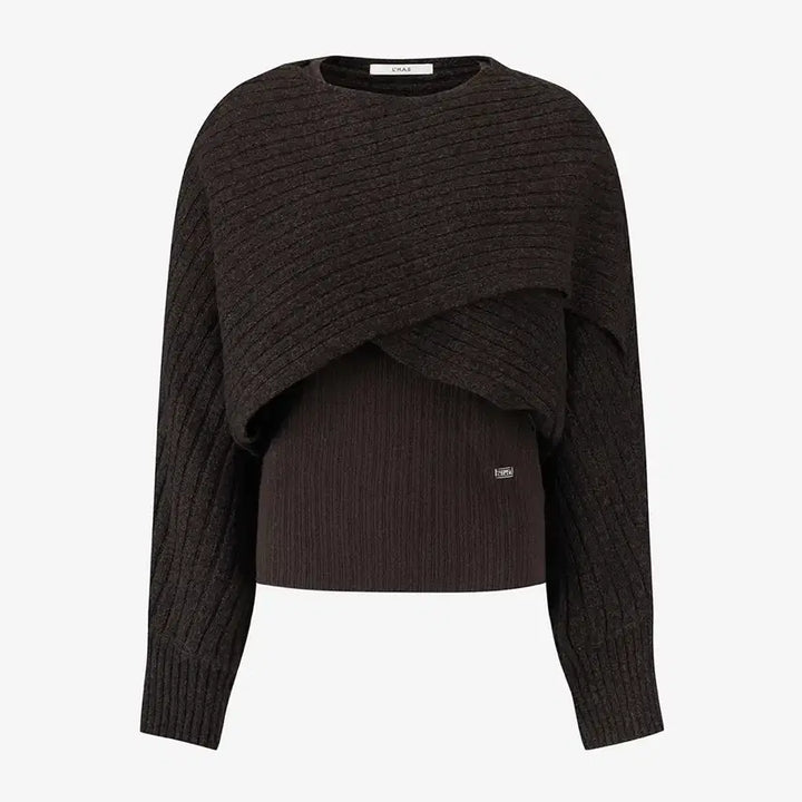[SOLD OUT] 르하스  LAYERED CAPE KNIT PULLOVER