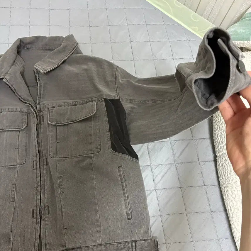 [BUNJANG] Politeru Herringbone Twill Jacket Grey / [3,L] 폴리테루 헤링본트윌 집 트러커 자켓 그레이