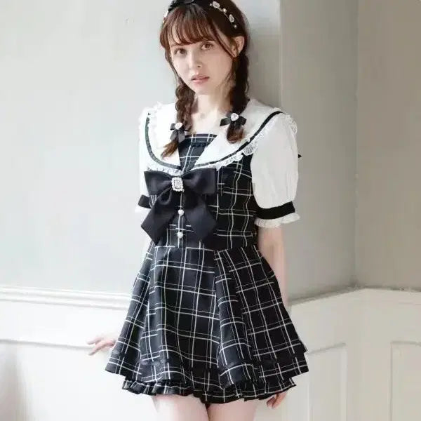 [BUNJANG] Liz Lisa Sailor Checkered Set Up / 리즈리사 세일러 셋업 체크