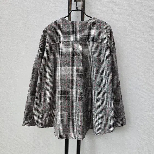 [BUNJANG] Red Check Wool Jacket / 그레이 레드 체크 모직 자켓