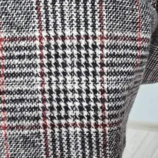 [BUNJANG] Red Check Wool Jacket / 그레이 레드 체크 모직 자켓