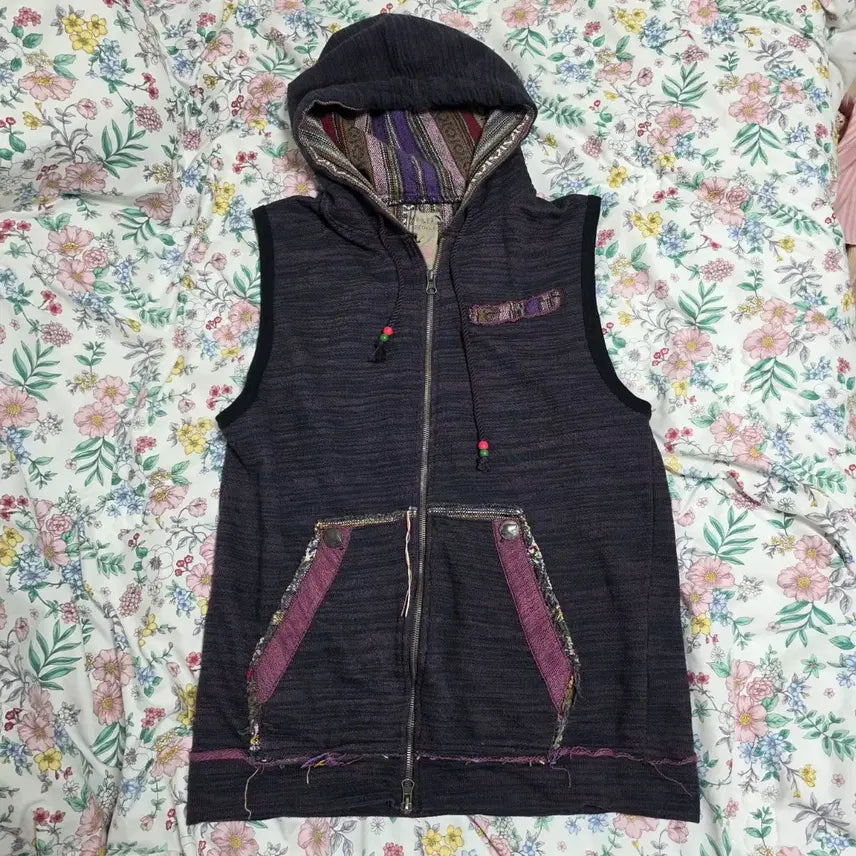 [BUNJANG] Power to the People Ethnic Hip-Hop Vest / 파워투더피플 일본빈티지)에스닉 히피 90s00s 모리걸 아메카지 후드조끼