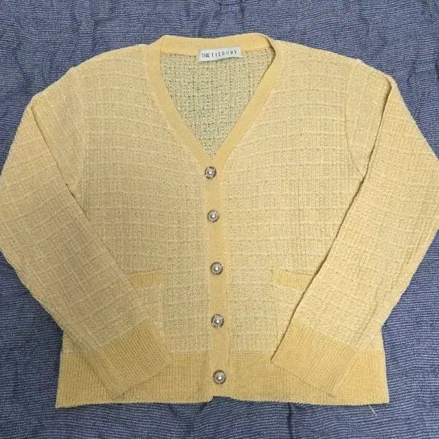[BUNJANG] THE TILBURY Yellow Tweed Cardigan / THE TILBURY 옐로우 가디건 FREE