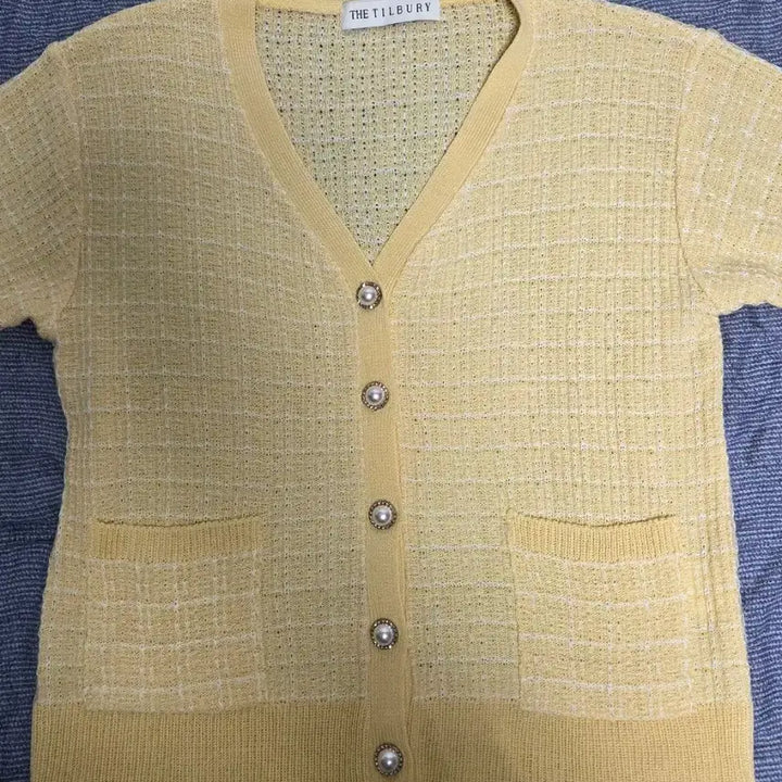[BUNJANG] THE TILBURY Yellow Tweed Cardigan / THE TILBURY 옐로우 가디건 FREE