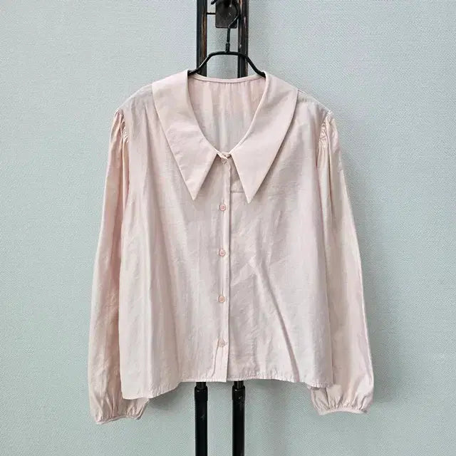 [BUNJANG] 9hope Pink Point Collar Blouse / 9hope 핑크 뽀족 카라 블라우스