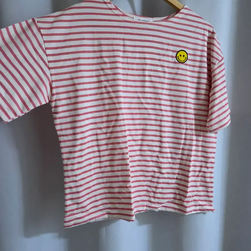 [BUNJANG] Unbranded Striped T-shirt / 스마일패치 단가라 반팔티 새옷