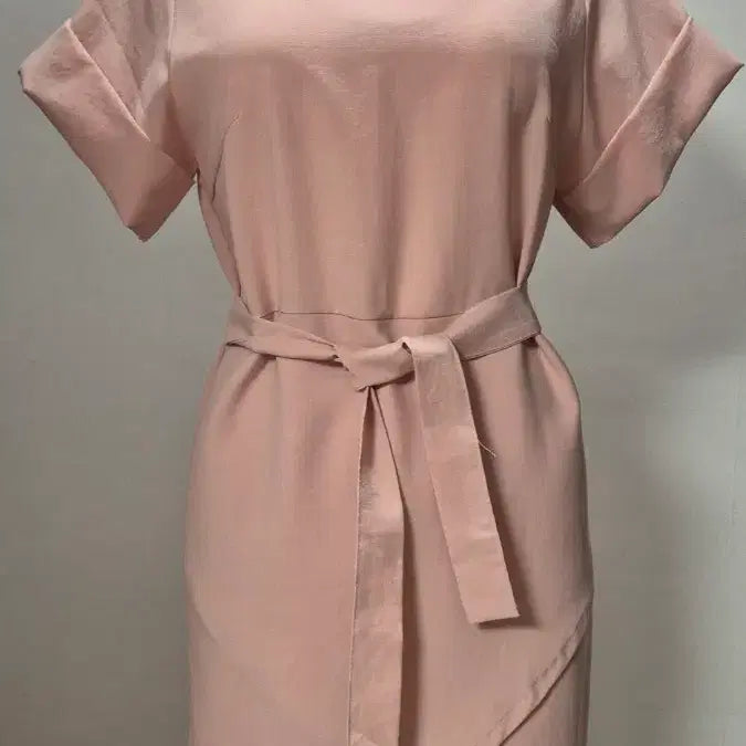 [BUNJANG] Pink Belted Wrap Dress / 베스트 핑크 랩 스타일 벨트 원피스 55/66 op9