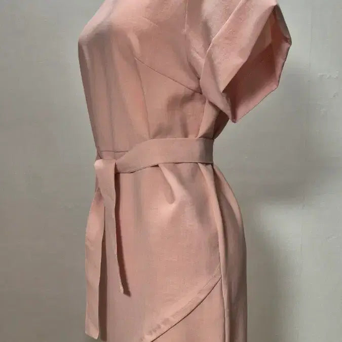 [BUNJANG] Pink Belted Wrap Dress / 베스트 핑크 랩 스타일 벨트 원피스 55/66 op9