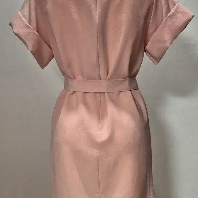 [BUNJANG] Pink Belted Wrap Dress / 베스트 핑크 랩 스타일 벨트 원피스 55/66 op9
