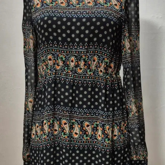 [BUNJANG] Paisley Pattern Long Dress Black S / 페이즐리 패턴 블랙 롱 원피스 S op1
