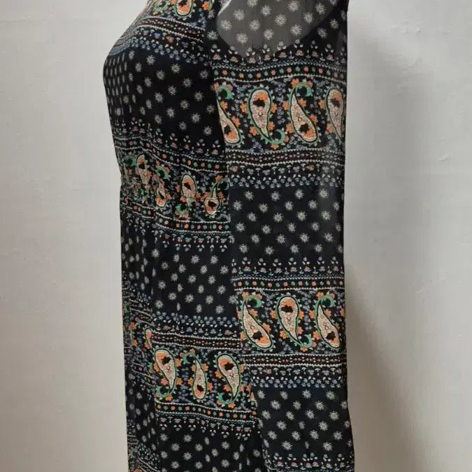 [BUNJANG] Paisley Pattern Long Dress Black S / 페이즐리 패턴 블랙 롱 원피스 S op1