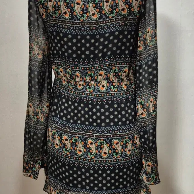 [BUNJANG] Paisley Pattern Long Dress Black S / 페이즐리 패턴 블랙 롱 원피스 S op1
