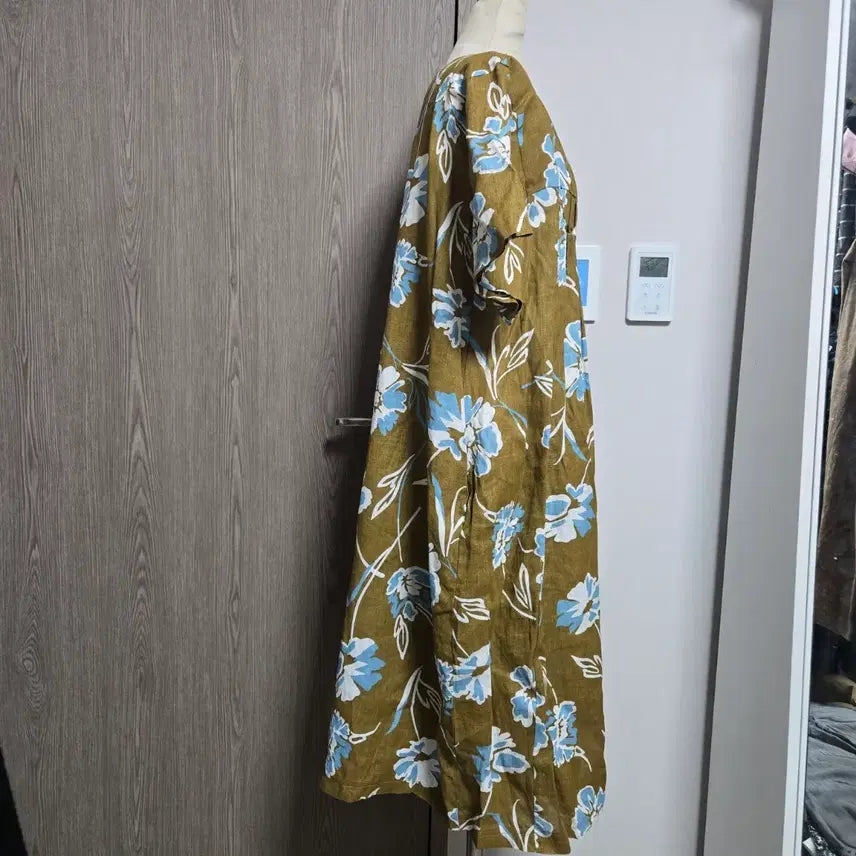 [BUNJANG] Wuside Linen 100% Floral Print Short-Sleeve Long Dress / Wuside 린넨100% 패턴 반팔 롱 원피스 L