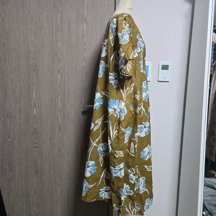 [BUNJANG] Wuside Linen 100% Floral Print Short-Sleeve Long Dress / Wuside 린넨100% 패턴 반팔 롱 원피스 L