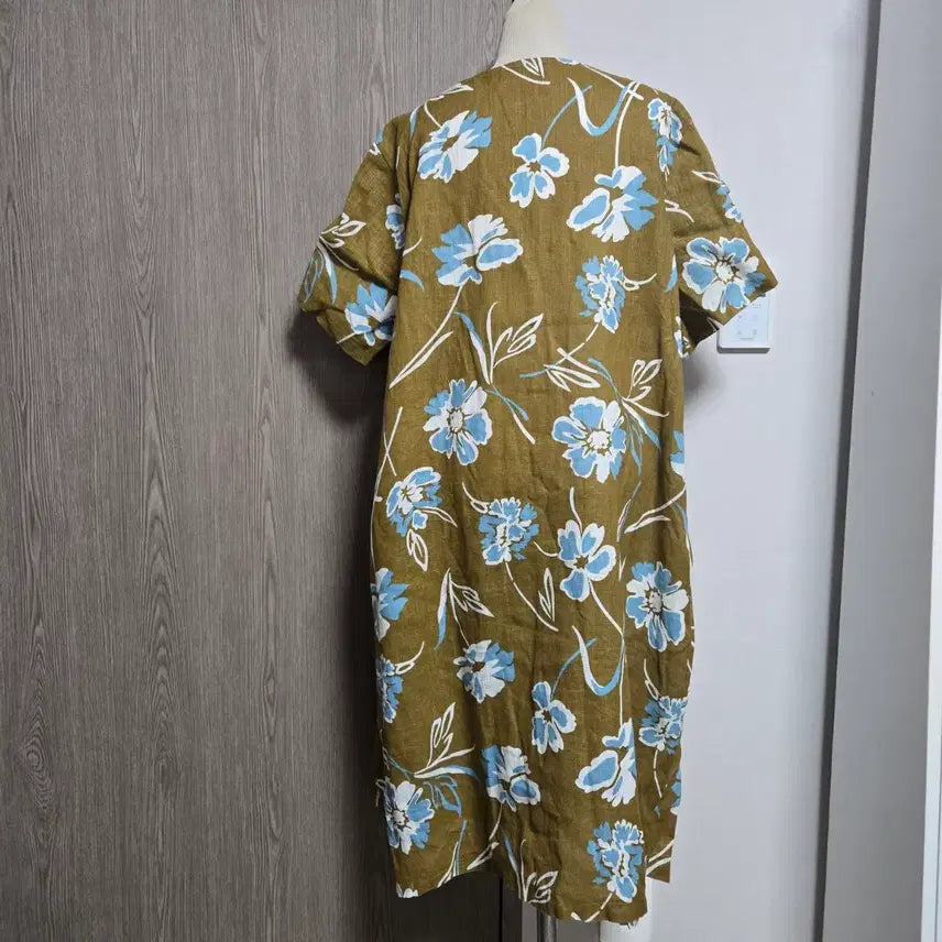 [BUNJANG] Wuside Linen 100% Floral Print Short-Sleeve Long Dress / Wuside 린넨100% 패턴 반팔 롱 원피스 L