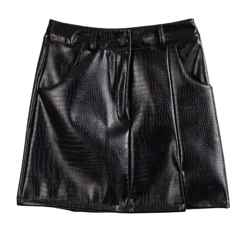 [BUNJANG] Python Leather Mini Skirt - Size S / 파이톤 레더 미니 스커트 S