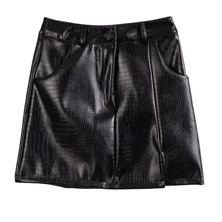 [BUNJANG] Python Leather Mini Skirt - Size S / 파이톤 레더 미니 스커트 S