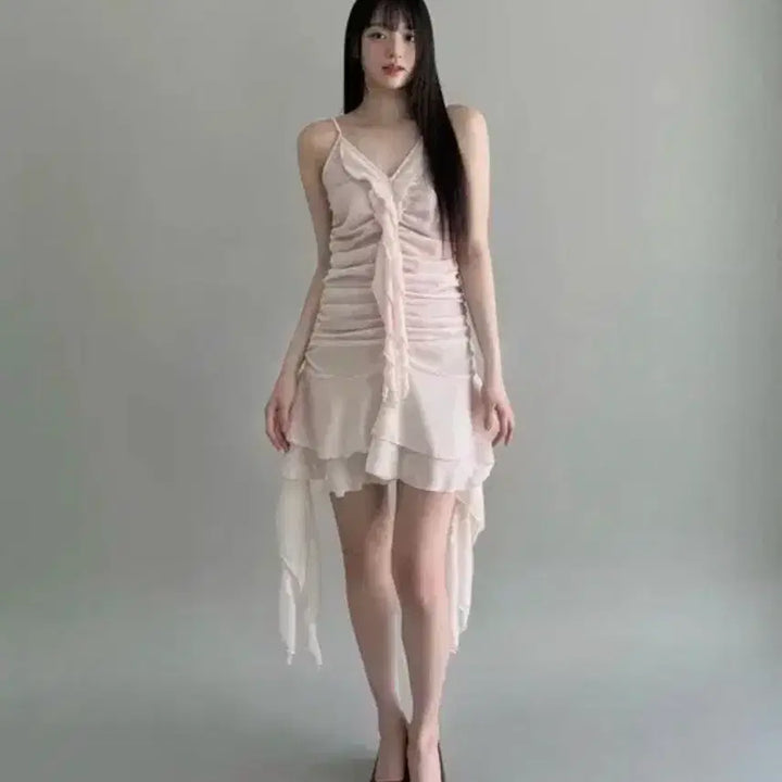 [BUNJANG] Newallin Bell Shirring Dress Pink / 뉴얼린 벨 셔링 드레스 핑크