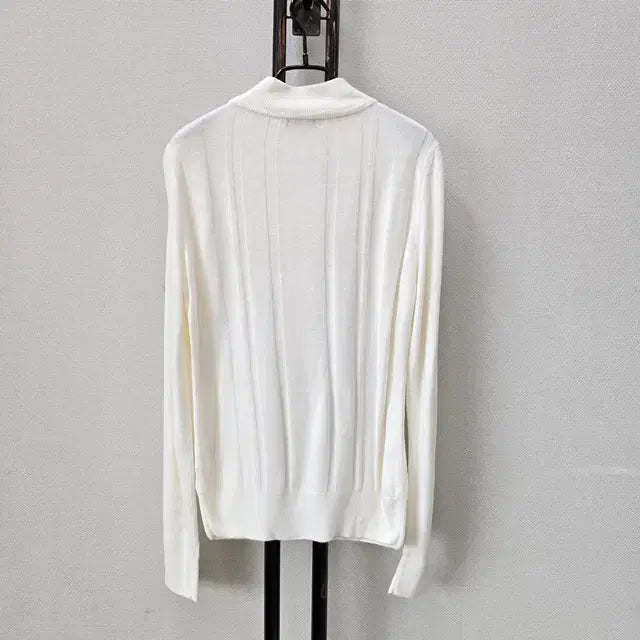 [BUNJANG] FriSunSat Ivory High Neck Striped Knit Sweater / FriSunSat 프리선샛 아이보리 하이넥 스트라이프 무늬 니트