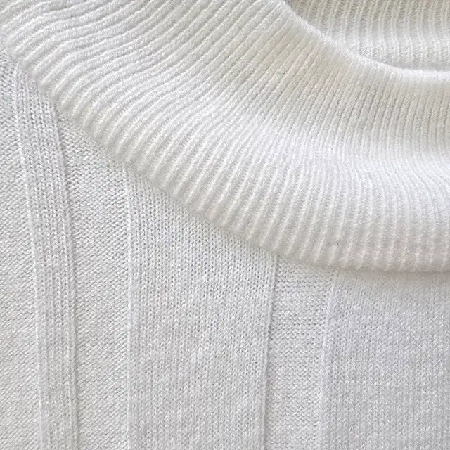 [BUNJANG] FriSunSat Ivory High Neck Striped Knit Sweater / FriSunSat 프리선샛 아이보리 하이넥 스트라이프 무늬 니트