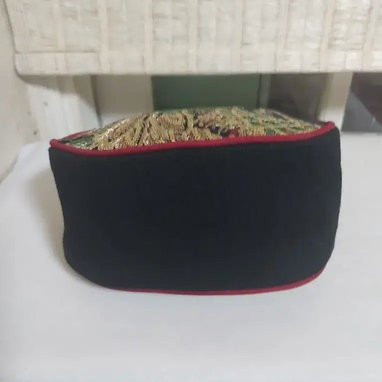 [BUNJANG] Black Peacock Embroidered Sequin Mini Tote Bag / 새젶품급)블랙 공작 자수 스팽글 미니 토트백