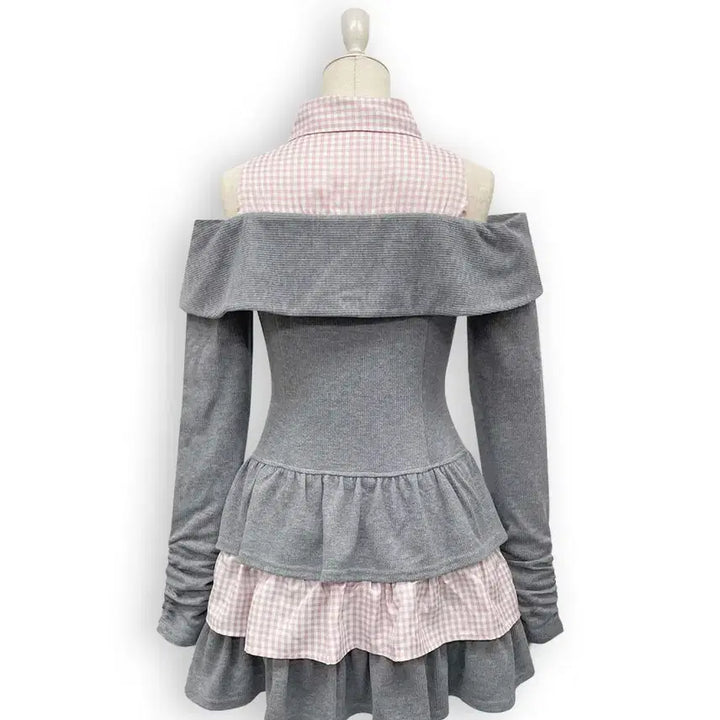 [BUNJANG] Honey Cinnamon Off-Shoulder Ribbon Docking Dress / 허니시나몬 오프숄더 리본 도킹 원피스