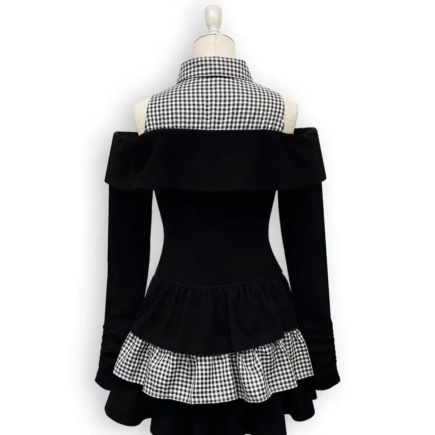 [BUNJANG] Honey Cinnamon Off-Shoulder Ribbon Docking Dress / 허니시나몬 오프숄더 리본 도킹 원피스