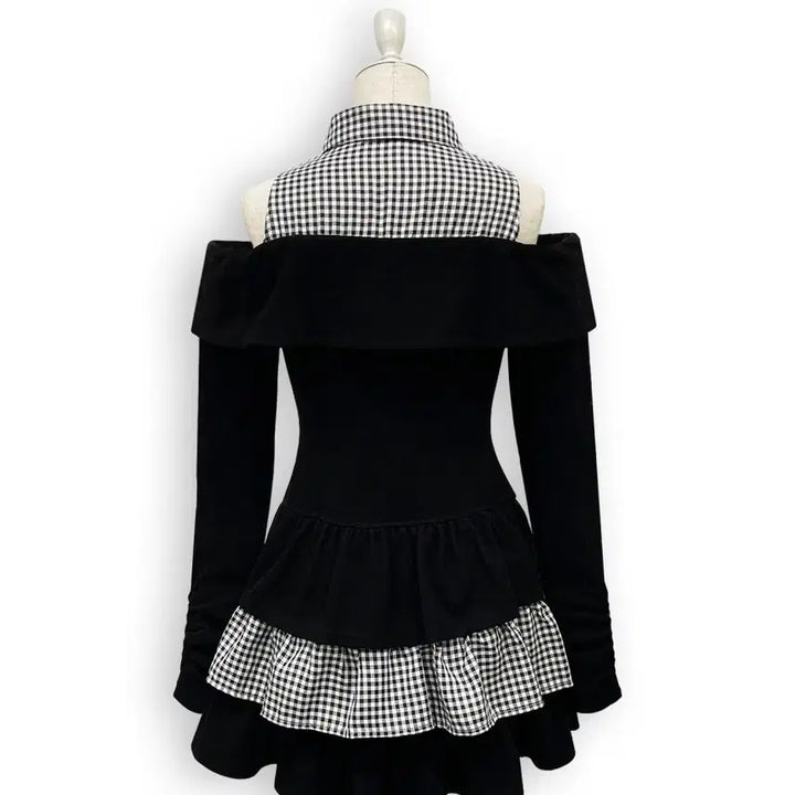 [BUNJANG] Honey Cinnamon Off-Shoulder Ribbon Docking Dress / 허니시나몬 오프숄더 리본 도킹 원피스