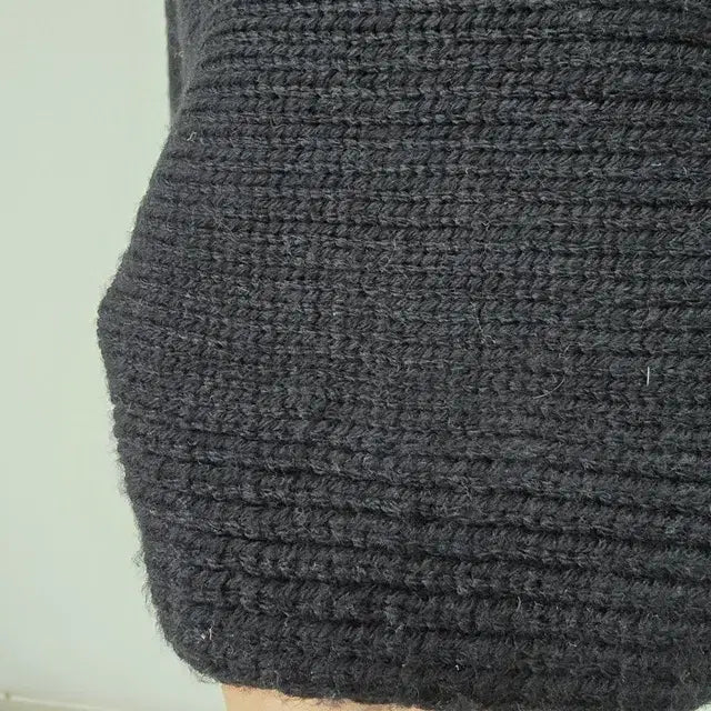 [BUNJANG] Black Cape Style Turtleneck Knit Sweater / 블랙 망토 스타일 폴라 니트