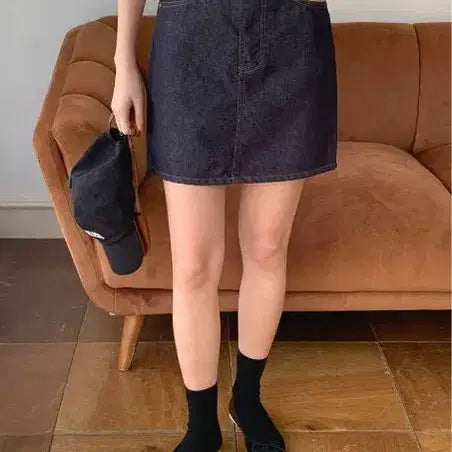[BUNJANG] Ganesra Envy Raw Denim Mini Skirt / 가내스라 엔비 생지 미니스커트 S