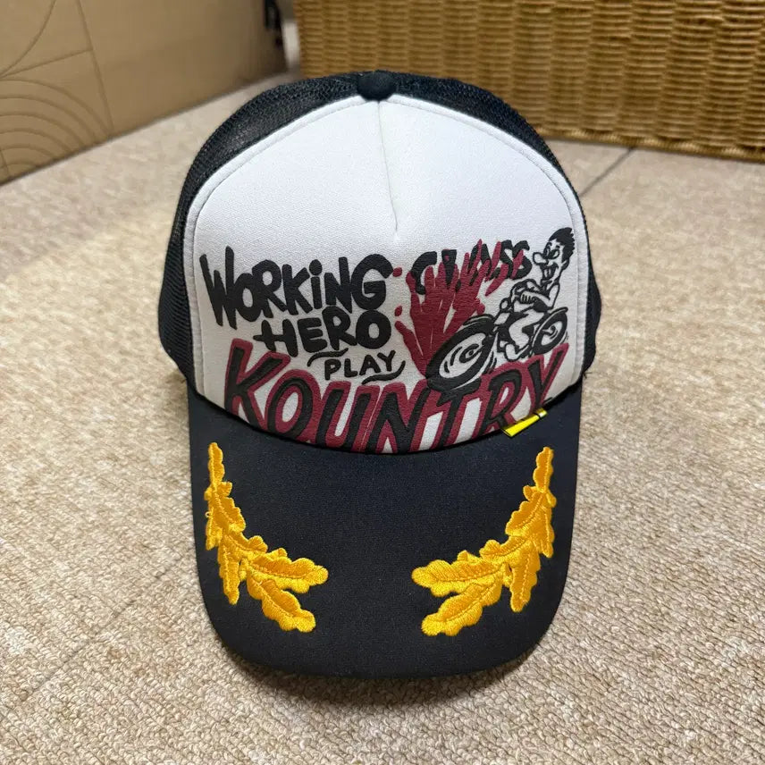 [BUNJANG] KAPITAL Mesh Cap Black and White Embroidery / 캐피탈 KAPITAL 메쉬 캡 판매 원사이즈 검흰 자수판 판매
