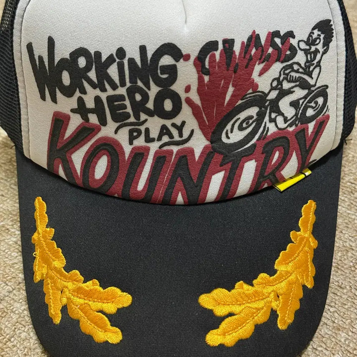 [BUNJANG] KAPITAL Mesh Cap Black and White Embroidery / 캐피탈 KAPITAL 메쉬 캡 판매 원사이즈 검흰 자수판 판매