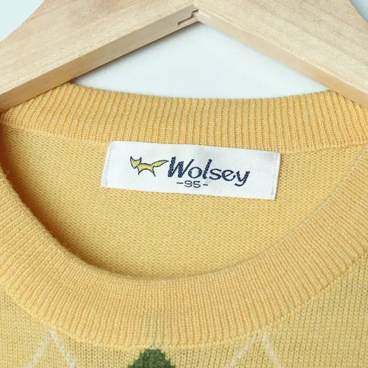 [BUNJANG] Wool Knit Vest / (M) 울시 니트 조끼 베스트 자수 노랑-17678