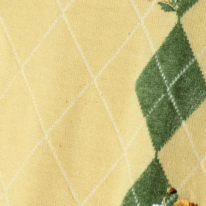 [BUNJANG] Wool Knit Vest / (M) 울시 니트 조끼 베스트 자수 노랑-17678