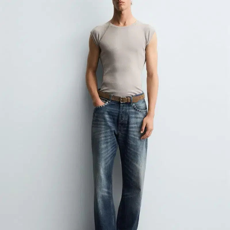 [BUNJANG] Zara Studded Loose Fit Jeans (EU 36 / KR 29) / [29] 자라 스터드 장식 루즈핏 진 새상품