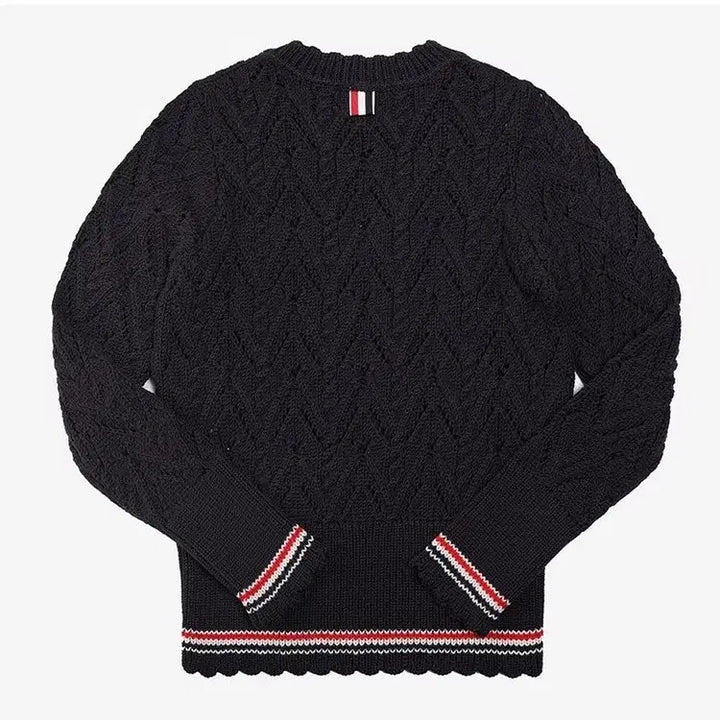[BUNJANG] Thom Browne Sustainable Merino Wool Pointelle Cable Knit Scalloped Sweater / (W) 톰브라운 서스테이너블 메리노 포인텔 케이블 니트 스캘롭트