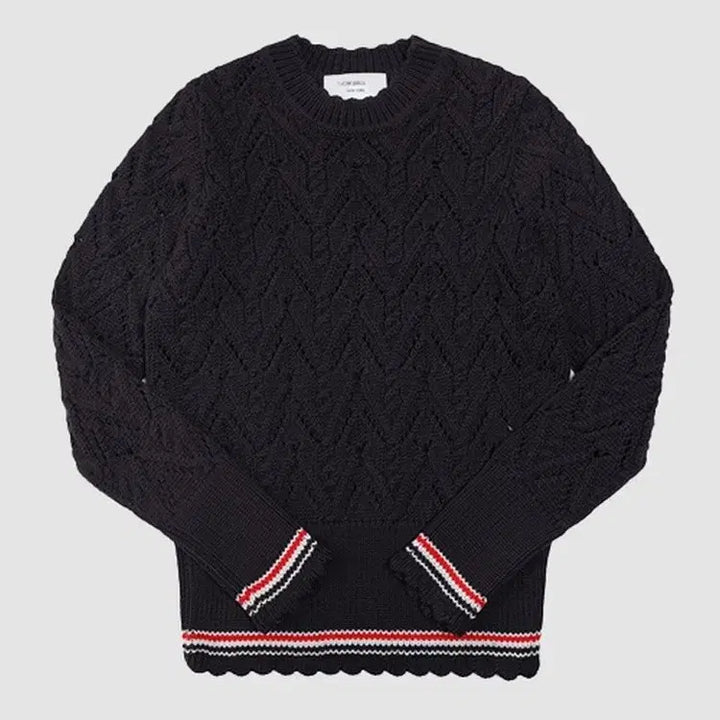 [BUNJANG] Thom Browne Sustainable Merino Wool Pointelle Cable Knit Scalloped Sweater / (W) 톰브라운 서스테이너블 메리노 포인텔 케이블 니트 스캘롭트