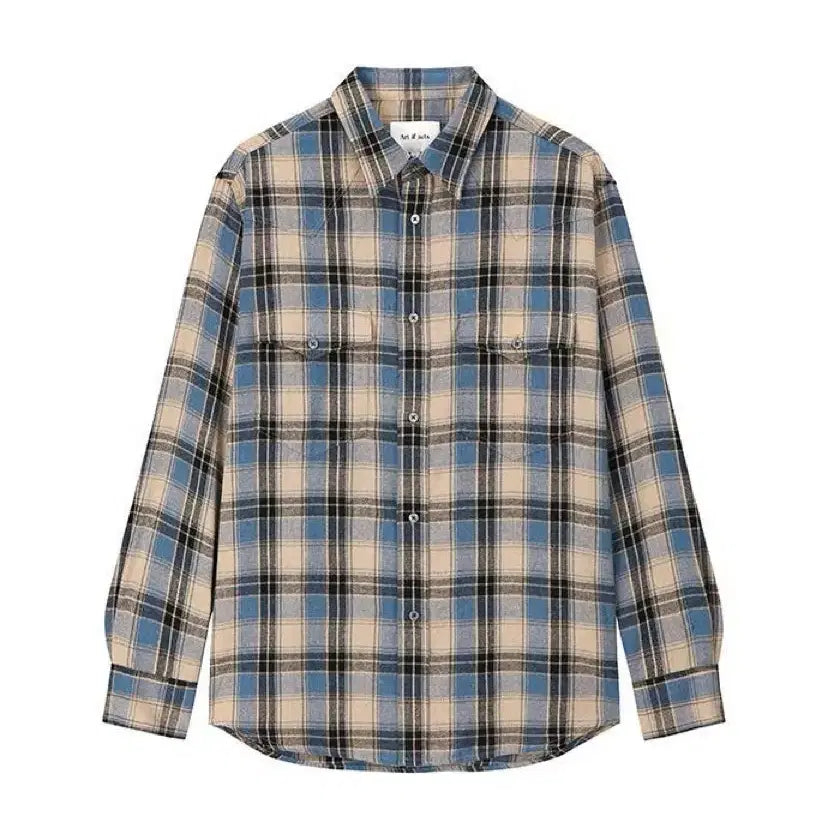 [BUNJANG] Artifcts Washed Check Western Shirt Blue XL / 아트이프액츠 워시드 체크 웨스턴 셔츠 블루 XL