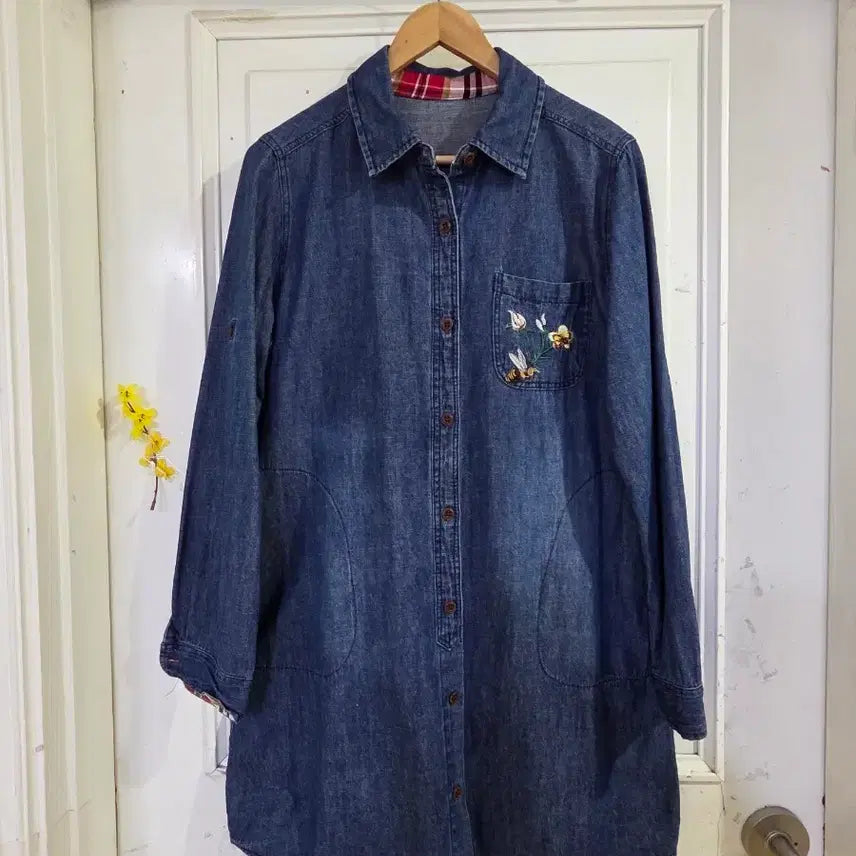 [BUNJANG] Spring Summer Denim Shirt Dress / 봄 여름  청 남방셔츠 원피스   깨끗해요   가슴52