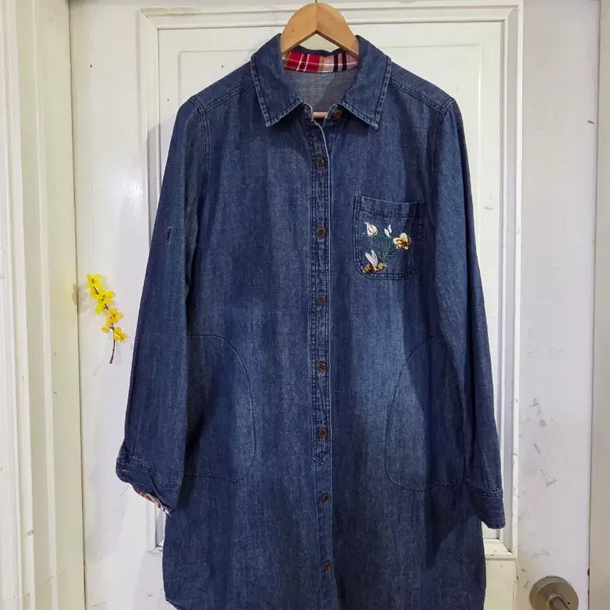 [BUNJANG] Spring Summer Denim Shirt Dress / 봄 여름  청 남방셔츠 원피스   깨끗해요   가슴52