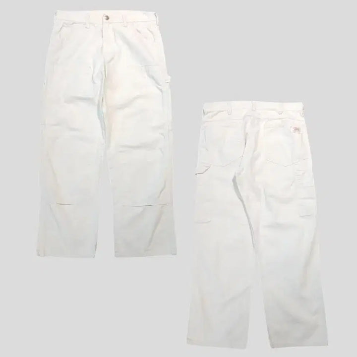 [BUNJANG] ROUND HOUSE 00s Cream White Logo Patch Double Knee Carpenter Pants / ROUND HOUSE 00s 크림 화이트 로고패치 더블니 카펜터 아메카지