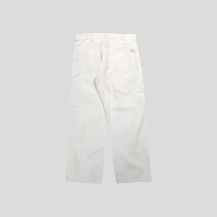 [BUNJANG] ROUND HOUSE 00s Cream White Logo Patch Double Knee Carpenter Pants / ROUND HOUSE 00s 크림 화이트 로고패치 더블니 카펜터 아메카지