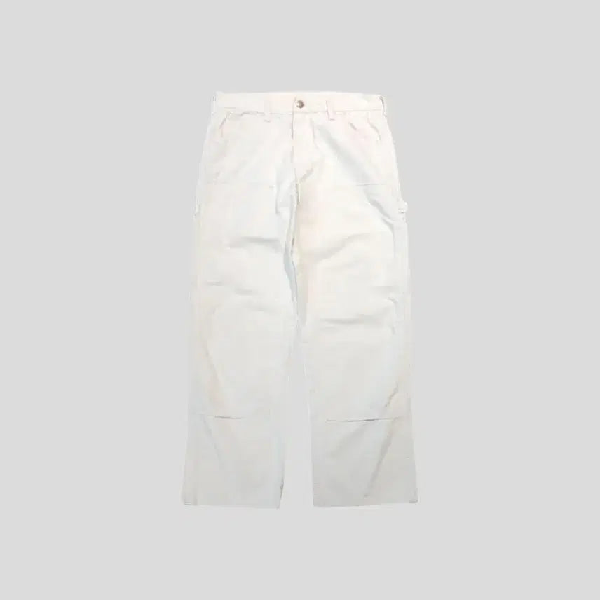[BUNJANG] ROUND HOUSE 00s Cream White Logo Patch Double Knee Carpenter Pants / ROUND HOUSE 00s 크림 화이트 로고패치 더블니 카펜터 아메카지