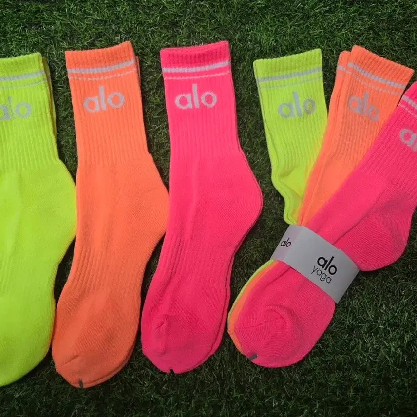 [BUNJANG] Alo Yoga Fluorescent Sports Socks Set / 알로 요가 형광색 양말 세트