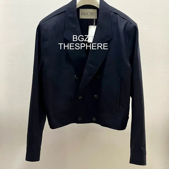 [BUNJANG] Recto 26SS Double Breasted Short Jumper Trench Dark Navy / 렉토 26SS 더블 브레스티드 숏점퍼 트렌치 다크 네이비