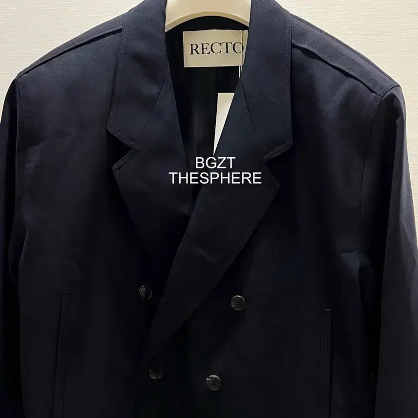 [BUNJANG] Recto 26SS Double Breasted Short Jumper Trench Dark Navy / 렉토 26SS 더블 브레스티드 숏점퍼 트렌치 다크 네이비