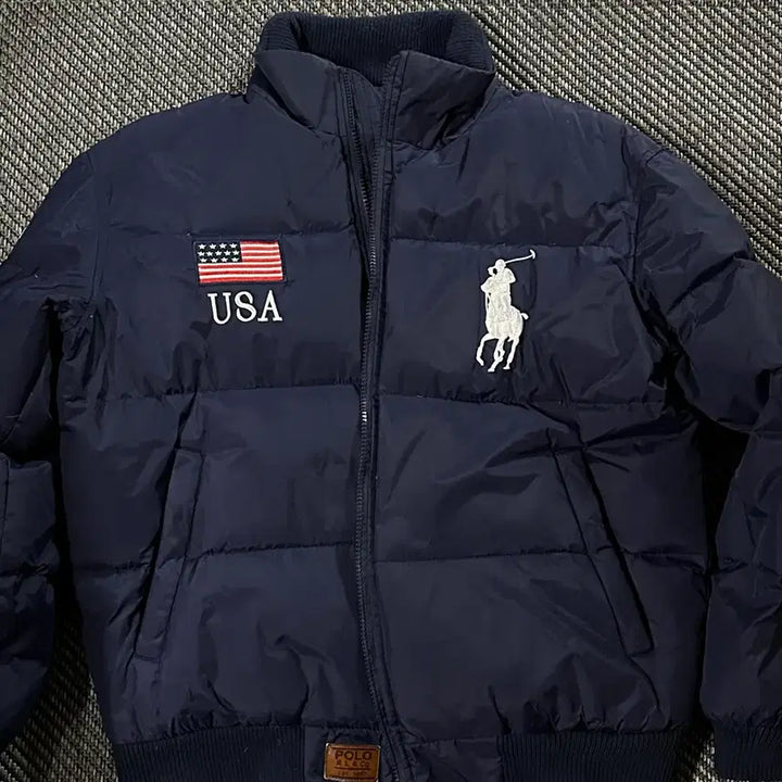 [BUNJANG] Polo Big Pony USA Navy Flag Padded Jacket / 폴로 빅포니 USA 네이비 성조기 패딩