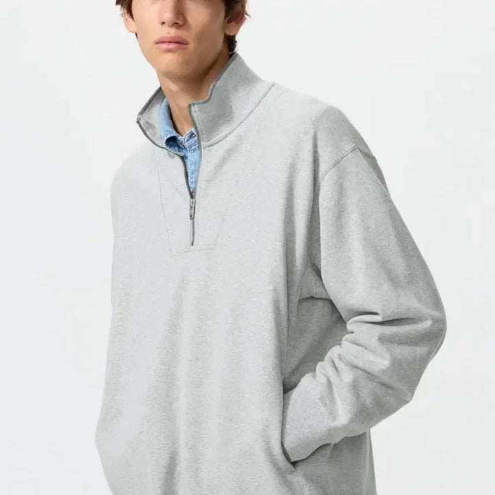 [BUNJANG] Uniqlo x JW Anderson Sweat Half Zip Pullover Grey XL / 유니클로xJW앤더슨 스웨트하프집풀오버 그레이 XL 판매