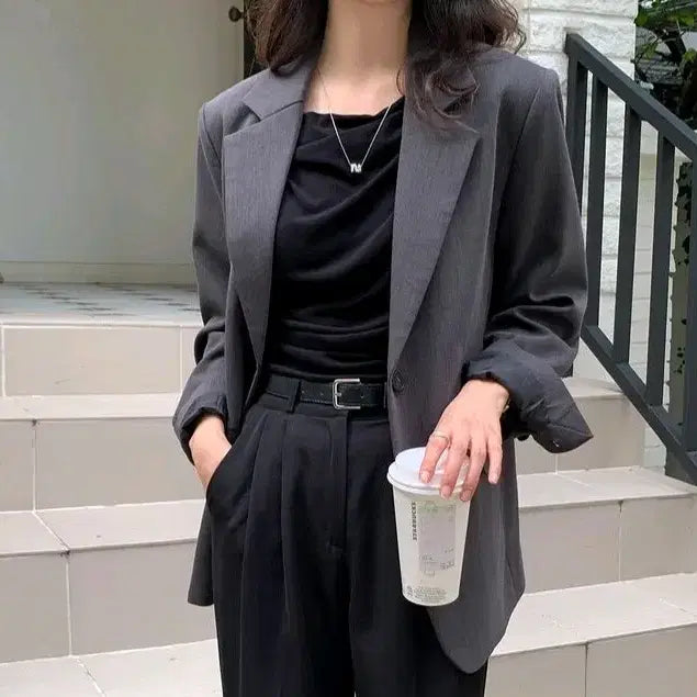 [BUNJANG] Gaenethra Oversized Wool Basic Jacket / 오버핏 울 기본자켓 그레이 가내스라